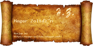 Heger Zoltán névjegykártya